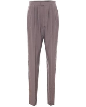 Saint Laurent Pleated Straight Leg Trousers - Grey