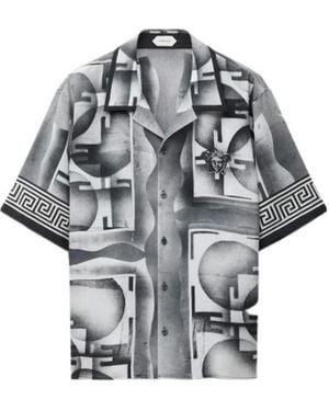 Versace Printed Crêpe De Chine Silk Shirt - Gray