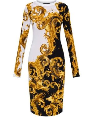 Versace Jeans Couture Couture Barocco Print Midi Dress - Yellow