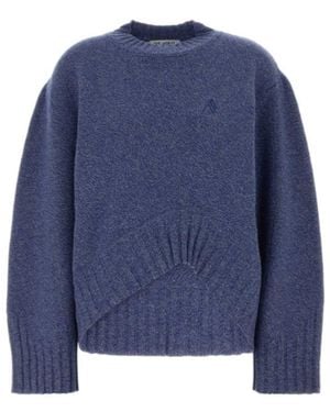 The Attico The Asymmetric Hem Knitted Jumper - Blue