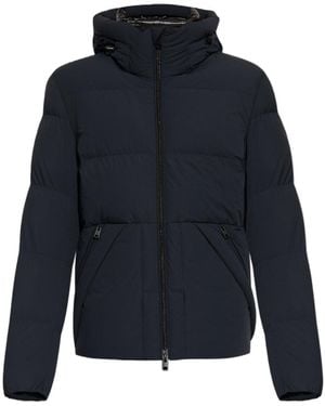 Woolrich Logo Patch Hooded Down Jacket - Blue