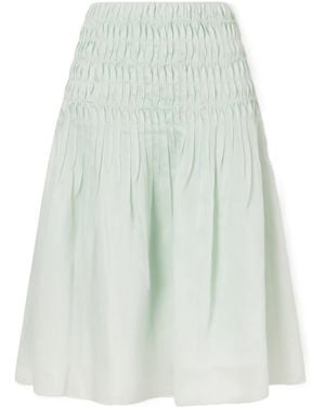 KHAITE Ruched Lyocell And Silk-Blend Skirt - White