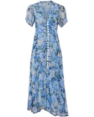 RIXO London V-Neck Dress - Blue