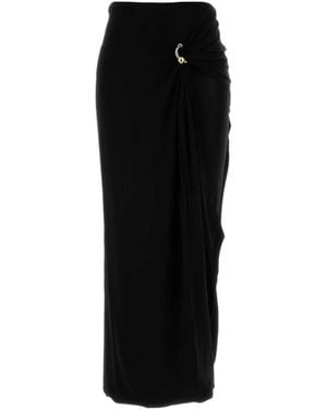 Jean Paul Gaultier Ring-Detail Draped Midi Skirt - Black