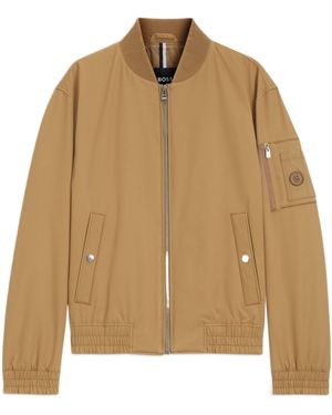 BOSS Boss Water-Repellent Finish Stretch Twill Jacket - Brown