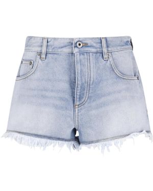 Loewe Frayed Hem Denim Shorts - Blue