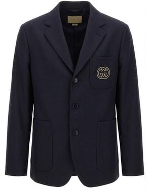 Gucci Interlocking G Single Breasted Blazer - Blue