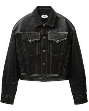 Versace Contrast-Panel Button-Up Jacket - Black