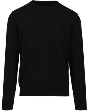 Emporio Armani Logo Crewneck Knitted Jumper - Black