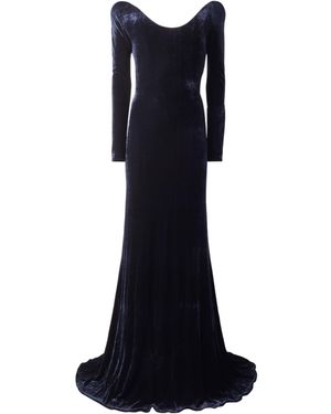 Alaïa Off-The-Shoulder Velvet Dress - Blue