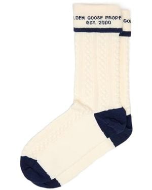 Golden Goose Turn-Up Knitted Socks - White