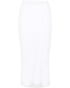 Sportmax Ribbed-Knit Midi Skirt - White