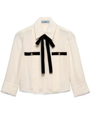 Prada Pleated Sablé Shirt - Natural