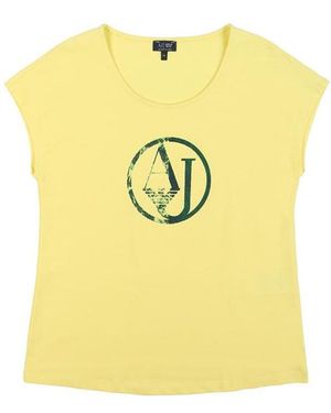 Armani Jeans Round-Necked Logo T-Shirt - Yellow