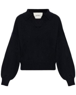 Lisa Yang Katriel Collared V-Neck Knitted Top - Blue