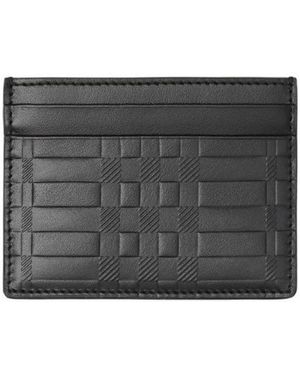 Burberry Embossed Check Leather Cardholder - Grey