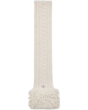 Moncler Tricot Fringed Knit Scarf - White