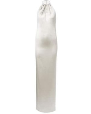 Ralph Lauren Corra Halterneck Satin Gown - White