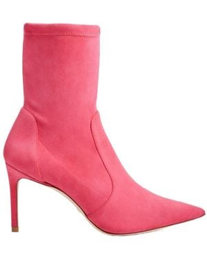 Stuart Weitzman Pointed-Toe High-Ankle Boots - Pink