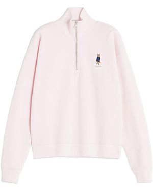Maison Kitsuné Maison Kitsuné Dressed Fox Half Zip Sweatshirt - Pink