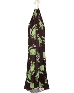 MSGM Graphic-Print Maxi Dress - Green