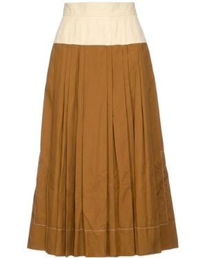 Tory Burch Color-Block Pleated Skirt - Natural