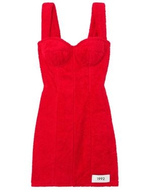 Dolce & Gabbana Towel-Finish Mini Dress - Red