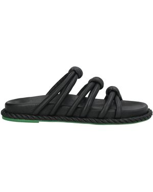 FARM Rio Minimalist Leather Sandals - Black