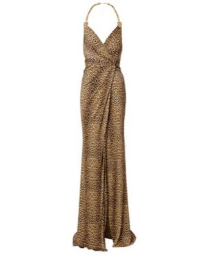 Roberto Cavalli Embellished Open-Back Gown - Natural