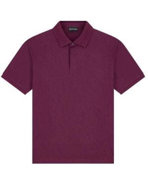 Emporio Armani Textured-Knit Polo Shirt - Purple