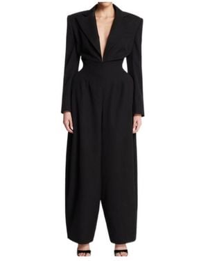 Magda Butrym V-Neck Tuxedo Jumpsuit - Black