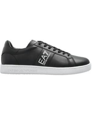 EA7 Logo Detailed Lace-Up Trainers - Black