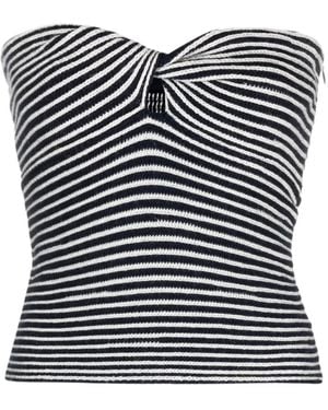 Zadig & Voltaire Twista Striped Crochet-Knit Wool Top - Black