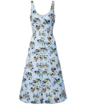 Emilia Wickstead Abella Floral Satin Cocktail Dress - Blue