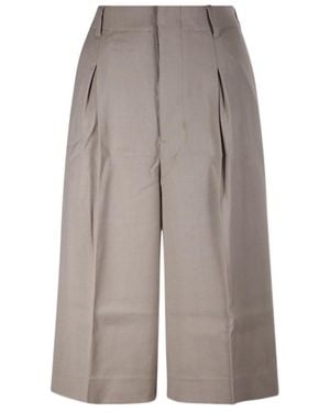 Ami Paris Faille High Waisted Knee-Length Shorts - Grey