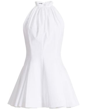 Balmain Flared Cotton Poplin Dress - White