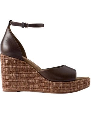 Brunello Cucinelli Suede Espadrille Wedges With Precious Loop - Brown