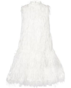 ROKSANDA Bridal Odette Faux Feather-Trimmed Silk Minidress - White