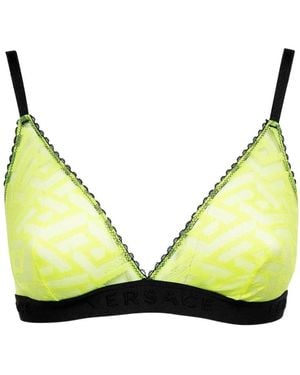 Versace Greca Pattern Tulle Bralette - Yellow