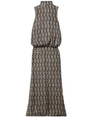 Dries Van Noten Gathered Printed Devoré-Velvet Gown - Multicolor