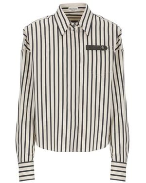 Brunello Cucinelli Striped Long-Sleeved Shirt - White
