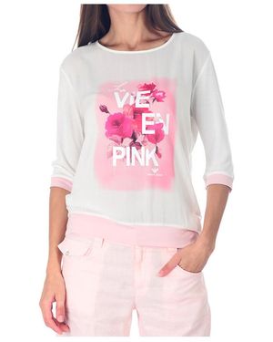 Armani Jeans Seven-Cent Sleeve Printed Pattern T-Shirt - Pink