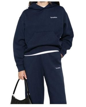 Sporty & Rich Long-Sleeved Hooded Sweatshirt - Blue