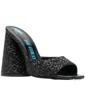 The Attico Luz 105Mm Glitter-Embellished Mules - Black