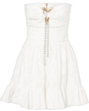 Area Draped Cotton Minidress - White
