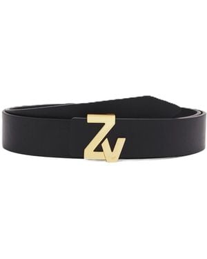 Zadig & Voltaire Logo-Plaque Leather Belt - White