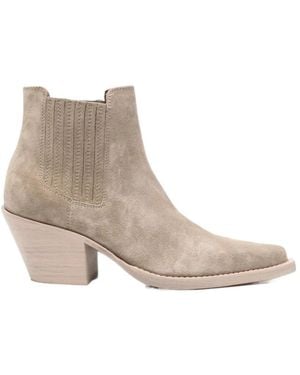 Paris Texas Pointed Toe Block Heel Boots - Brown