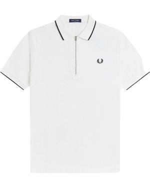Fred Perry Zip Placket Polo Shirt - White
