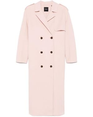 Theory Double-Breasted Coat - Pink