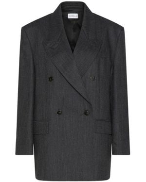 Marella Double-Breasted Wool Blazer - Black